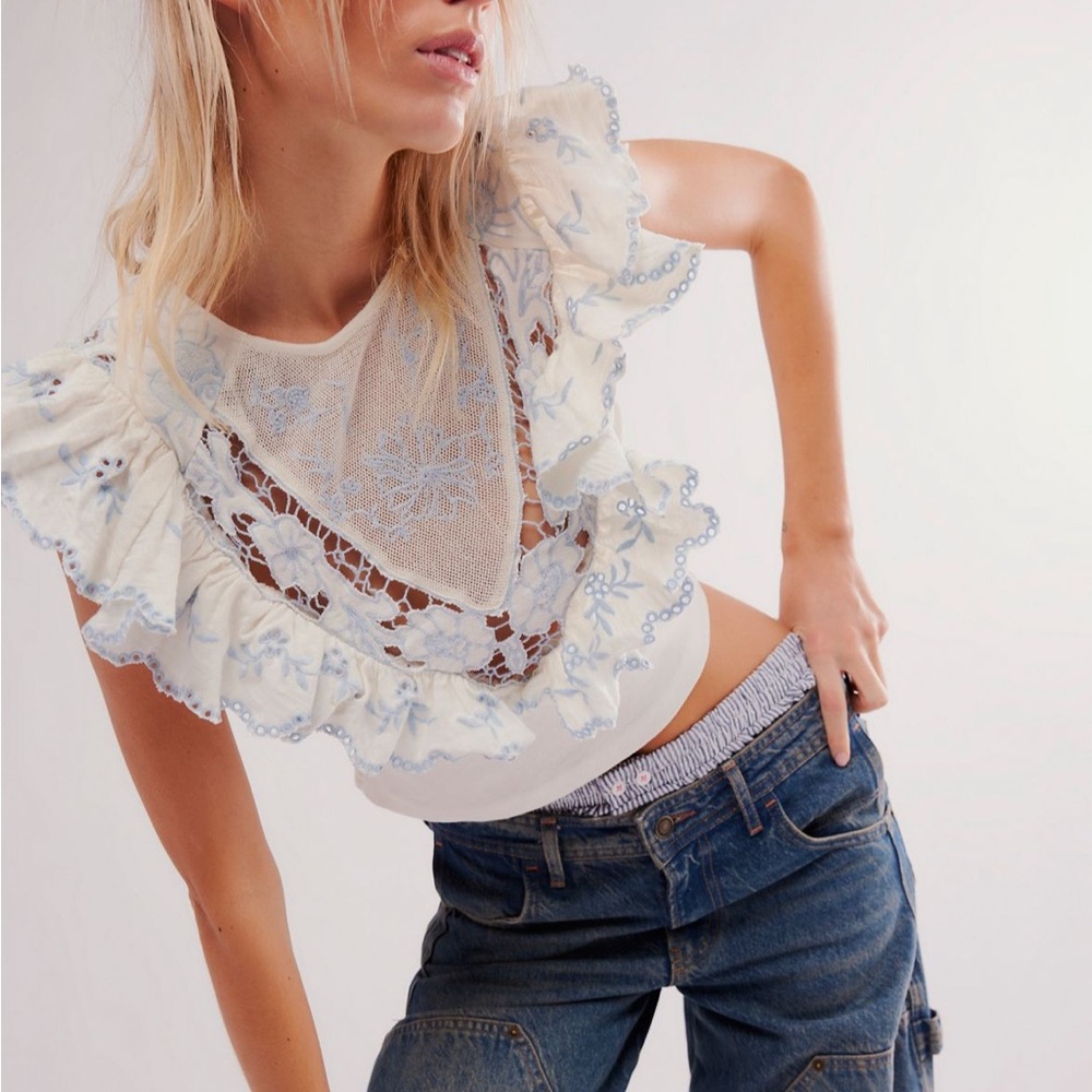 Fluff White Lace Ruffle Blouse - Picture 2 of 5